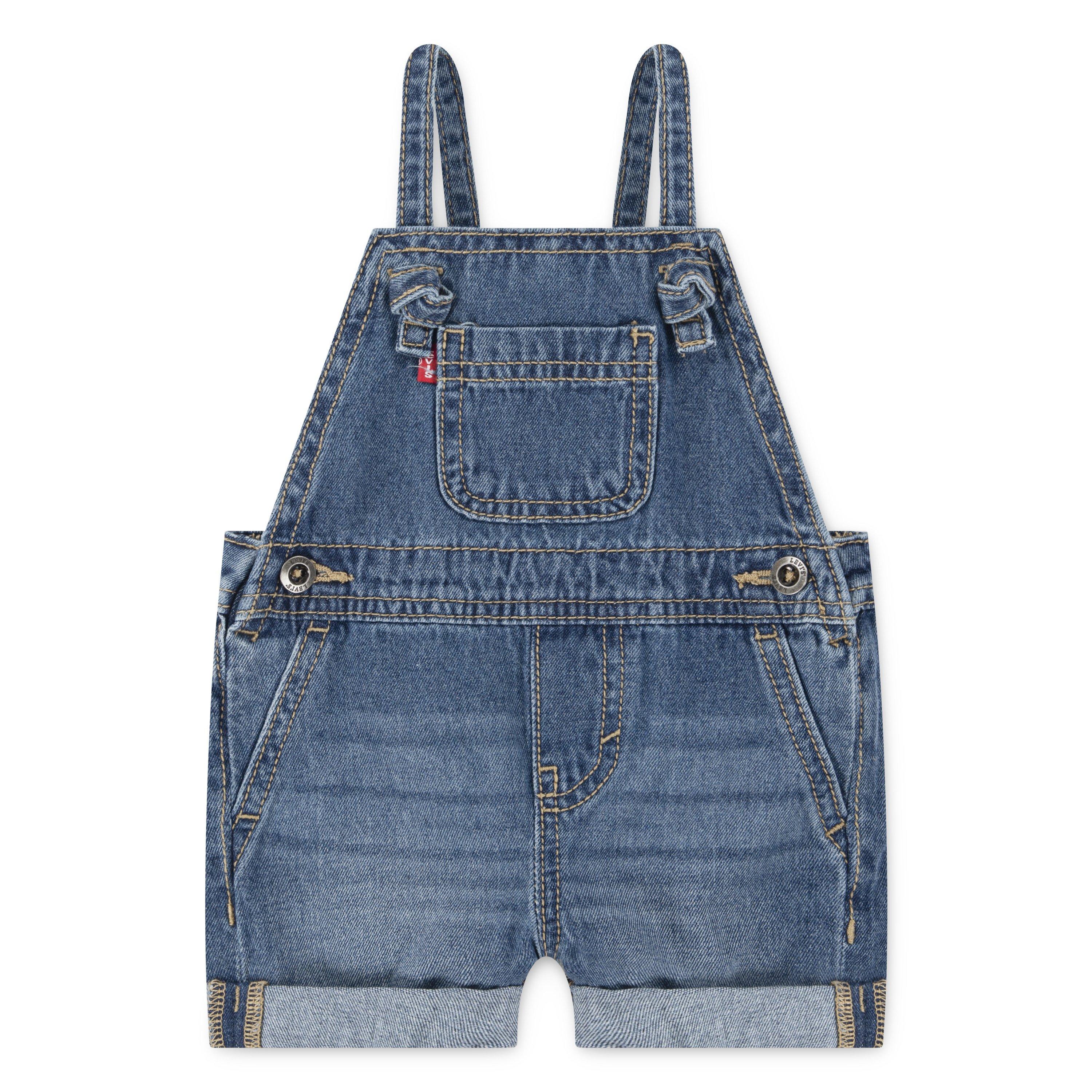 Levi's Baby Girls' Knot Strap Dark Blue Wash Denim Shortalls - BLUE